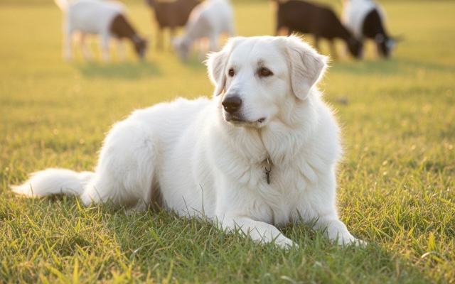 Dog laying in a pasture